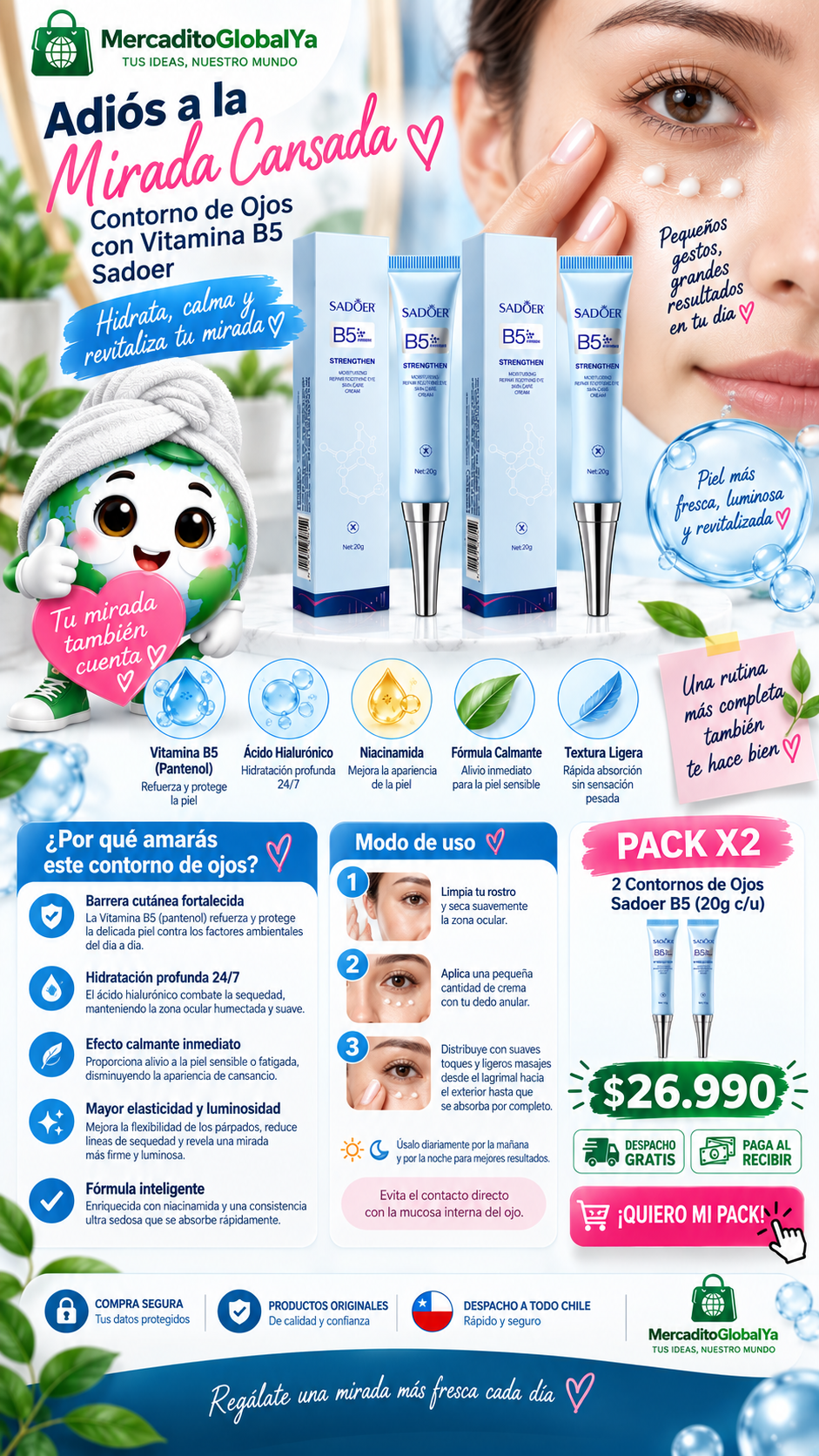 Pack 2 Contorno Ojos Vitamina B5 Sadoer