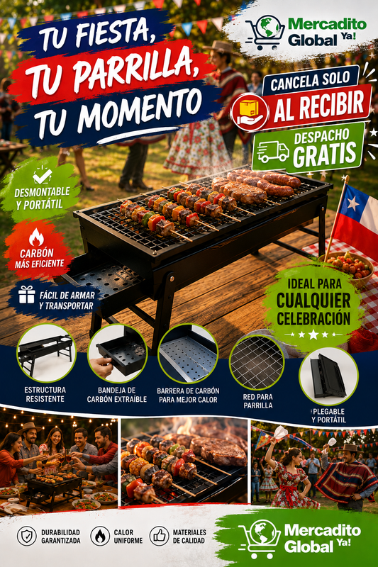 Parrilla de Carbón Portátil de Acero